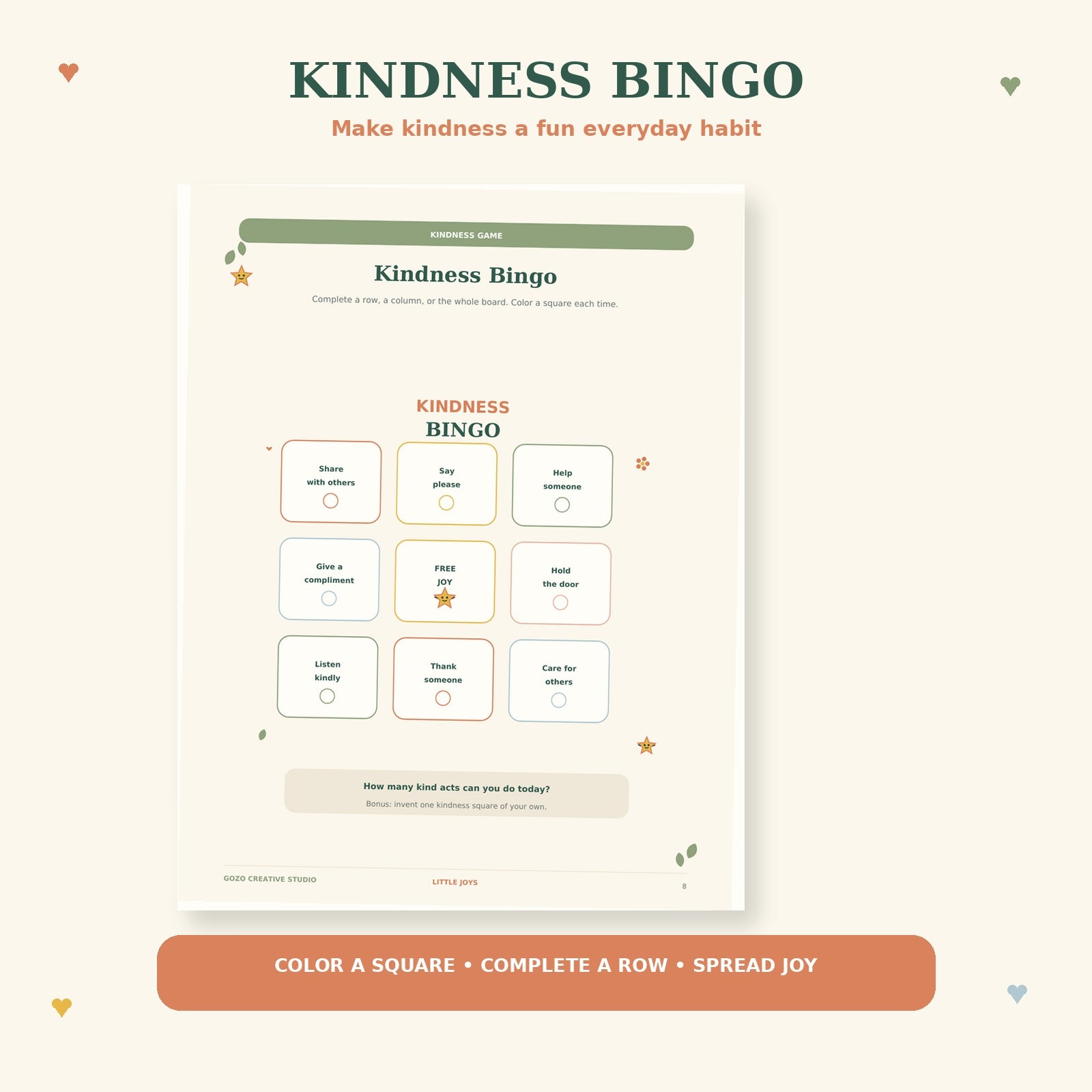 Little Joys Kids Activity & Kindness Bundle | 25-Page Printable PDF
