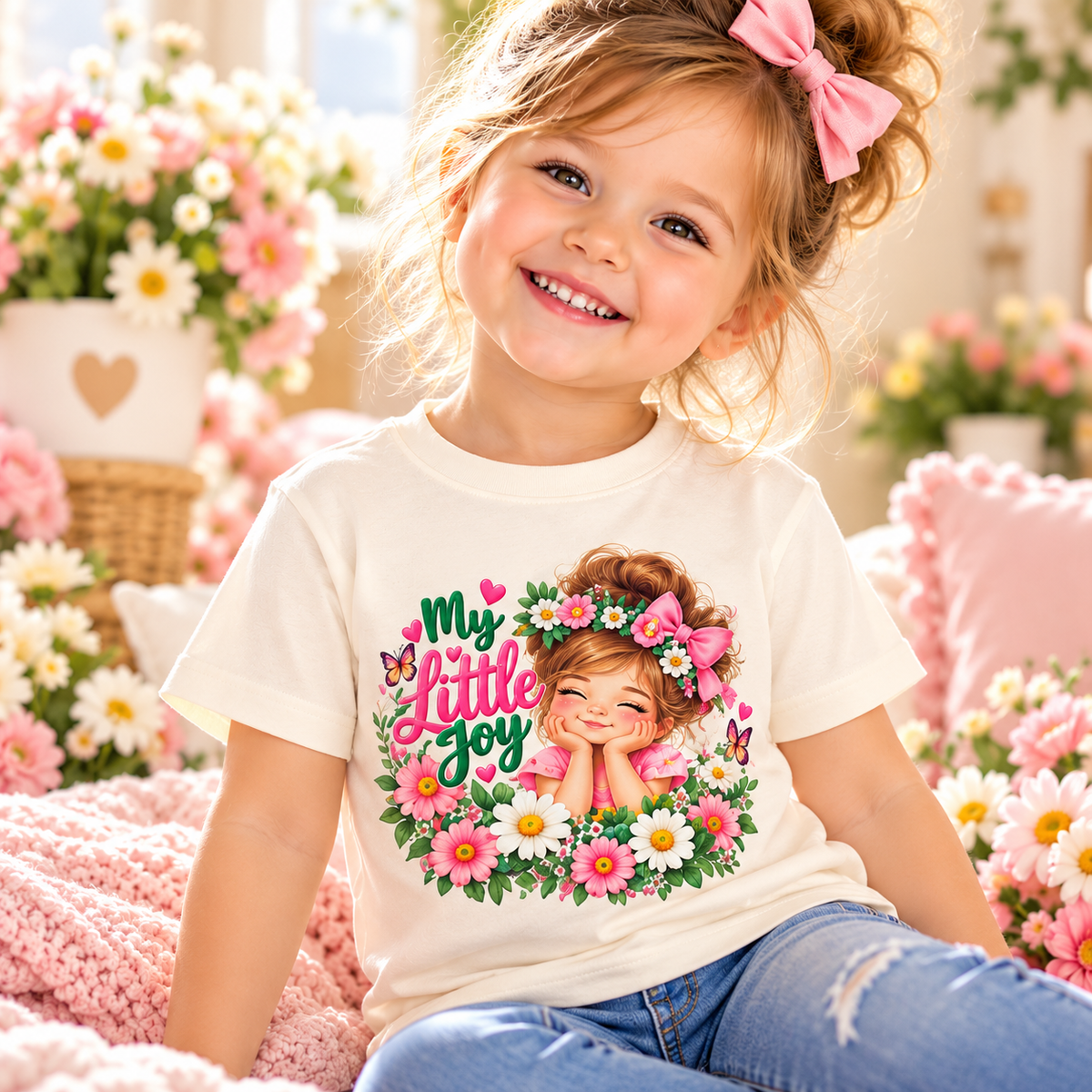 My Little Joy Toddler Girl T-Shirt – Cute Floral Graphic Tee, Girls Birthday Gift, Bella+Canvas 3001T
