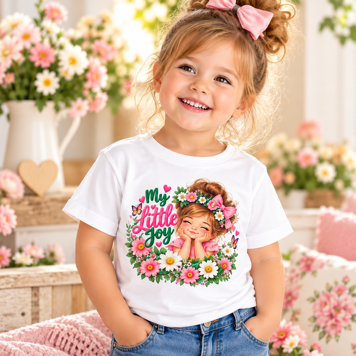 My Little Joy Toddler Girl T-Shirt – Cute Floral Graphic Tee, Girls Birthday Gift, Bella+Canvas 3001T