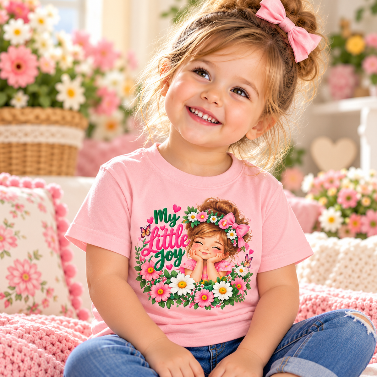 My Little Joy Toddler Girl T-Shirt – Cute Floral Graphic Tee, Girls Birthday Gift, Bella+Canvas 3001T