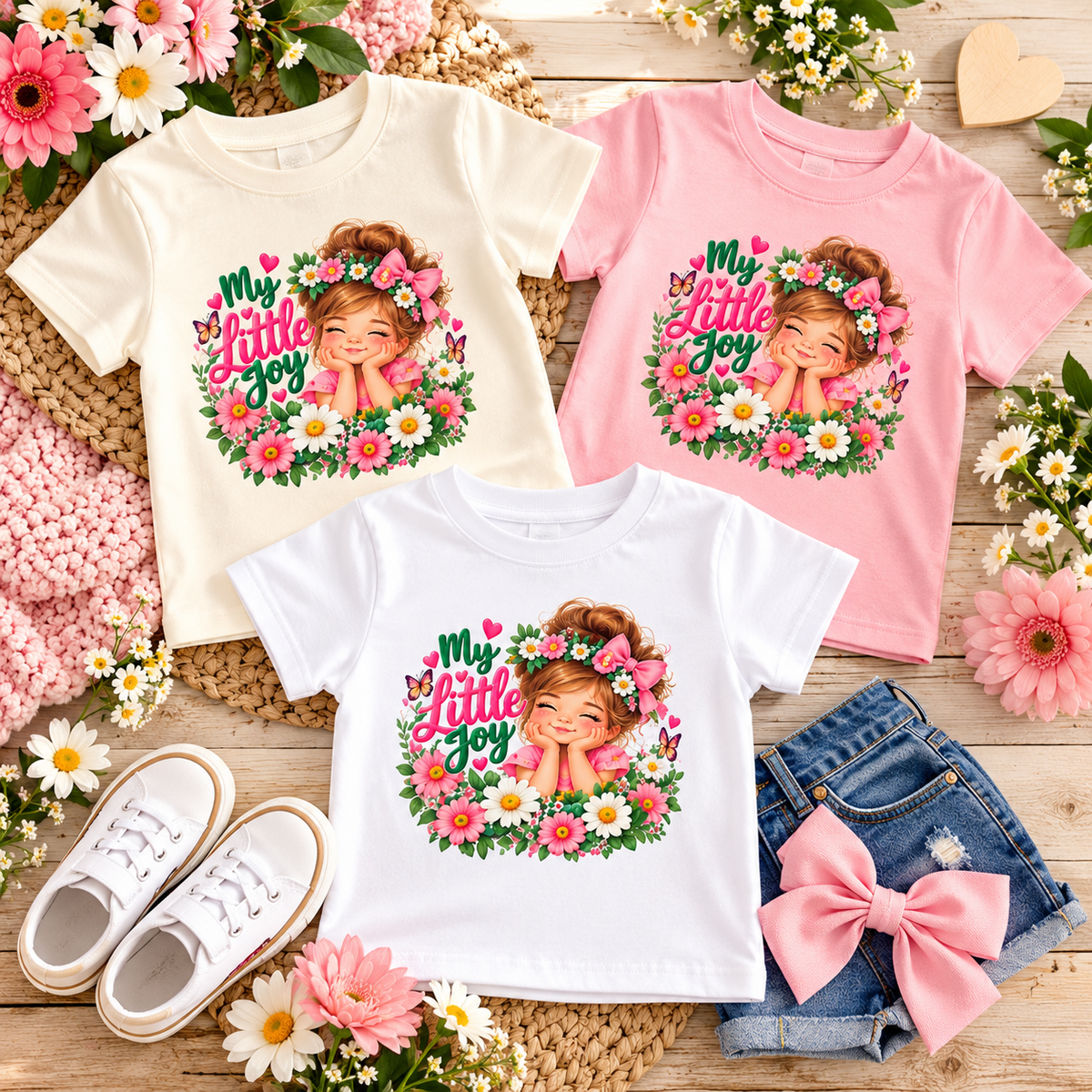 My Little Joy Toddler Girl T-Shirt – Cute Floral Graphic Tee, Girls Birthday Gift, Bella+Canvas 3001T