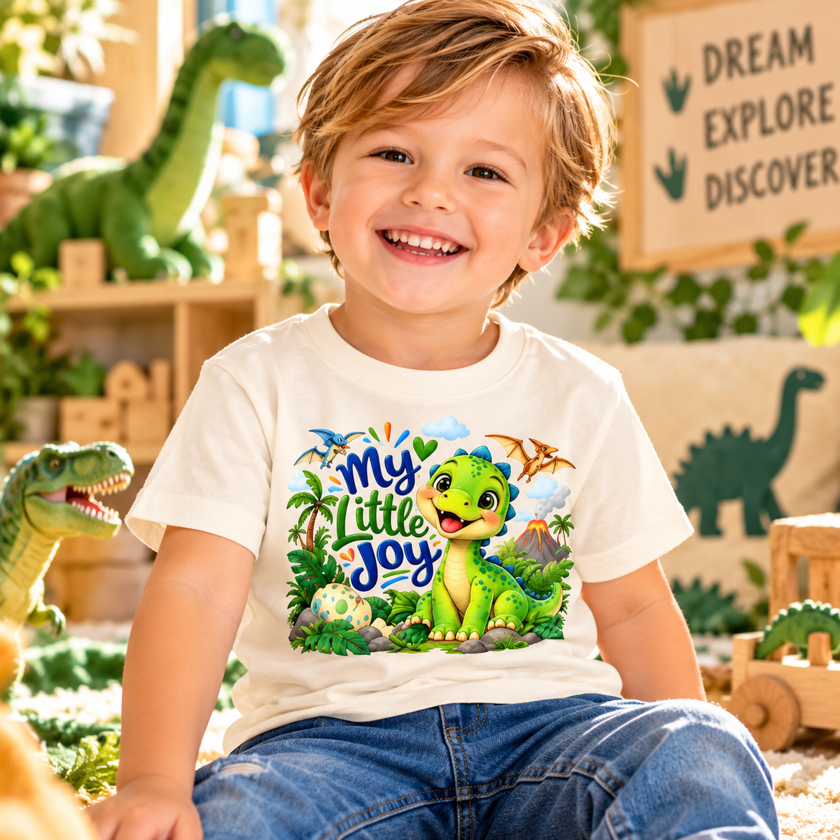 My Little Joy Dinosaur Toddler T-Shirt – Cute Dino Graphic Tee for Boys & Girls