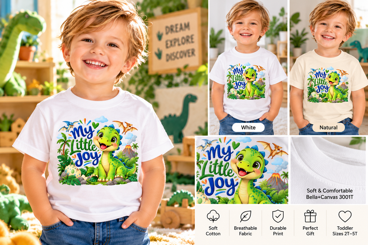 My Little Joy Dinosaur Toddler T-Shirt – Cute Dino Graphic Tee for Boys & Girls