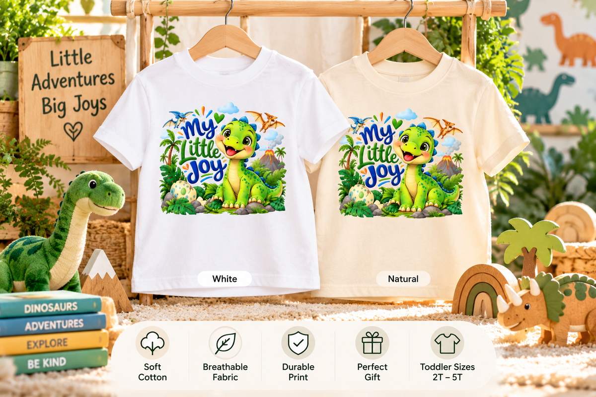 My Little Joy Dinosaur Toddler T-Shirt – Cute Dino Graphic Tee for Boys & Girls