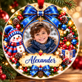 Personalized Photo Christmas Ornament – Custom Name Snowman Keepsake Gift for Kids