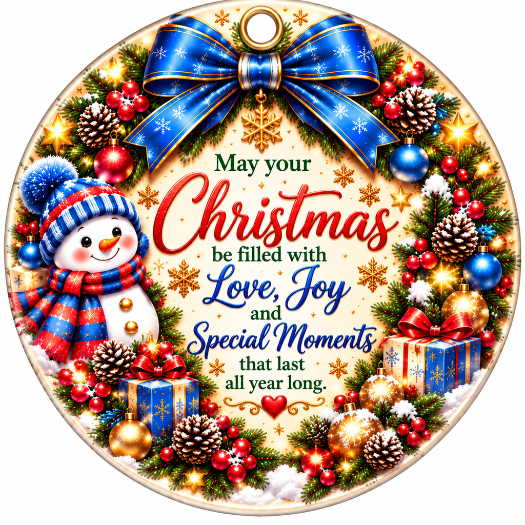 Personalized Photo Christmas Ornament – Custom Name Snowman Keepsake Gift for Kids