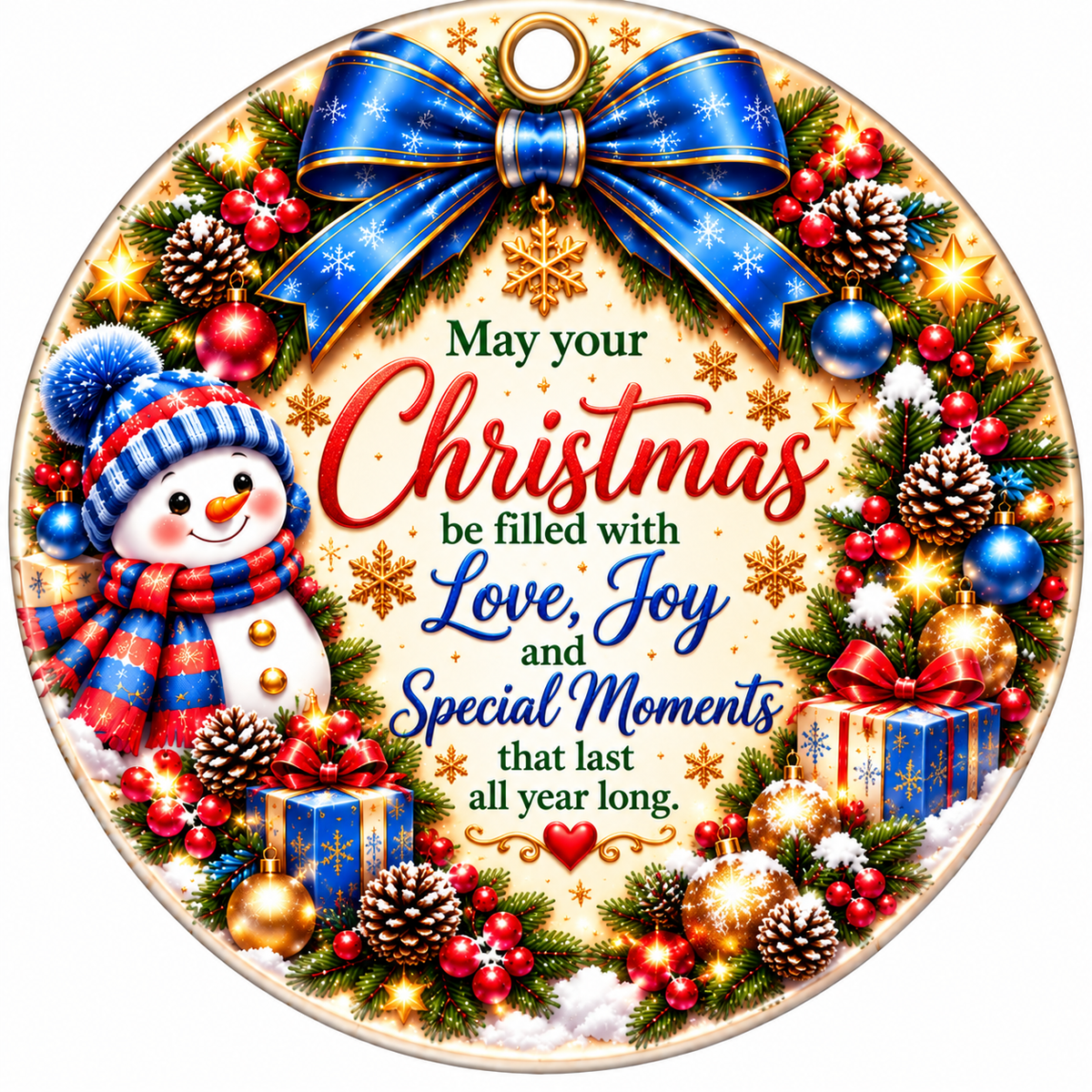 Personalized Photo Christmas Ornament – Custom Name Snowman Keepsake Gift for Kids