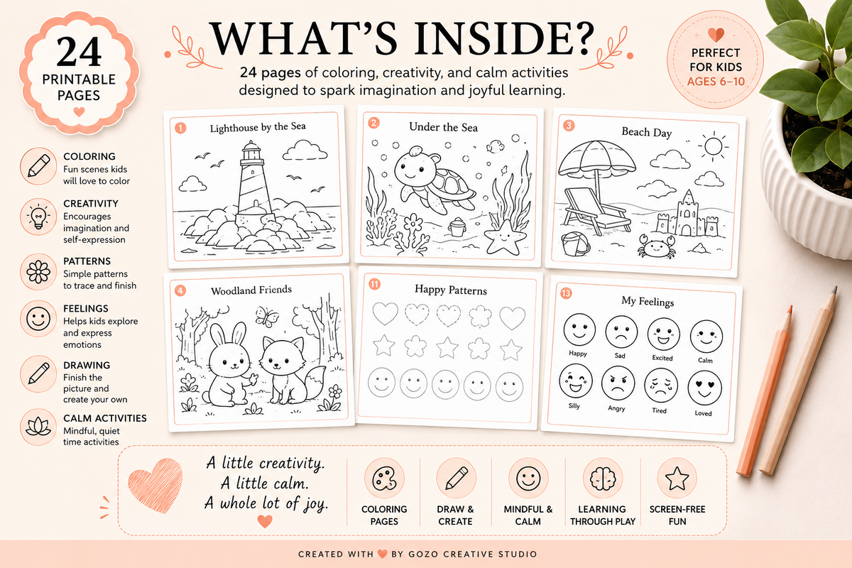 Little Joys: Calm & Color — Printable Coloring & Activity Book for Kids