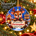 Personalized Christmas ornament for kids with Christopher reindeer design